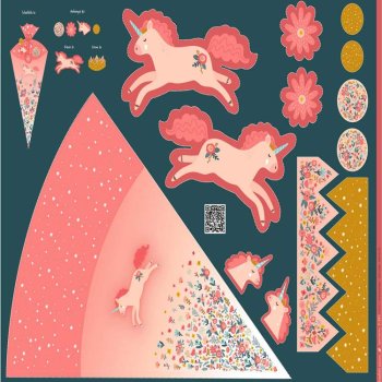 Schultuete Panel fabric unicorns for girls