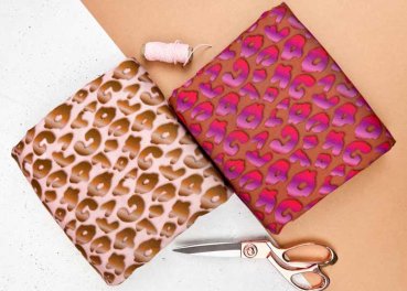Shine Leo viscose woven fabric by Swafing and Cherry Picking rosé brown leoprint