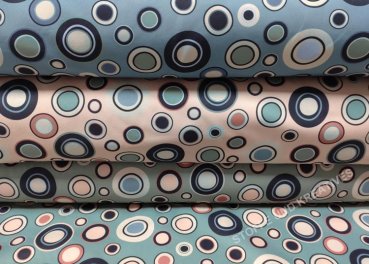 Softshell Circles in blau mit Kreisen, Innenseite Fleece mint