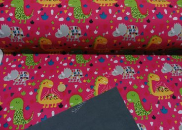 Softshell Dinos pink fabric for kids