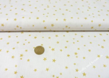 Stars Allover Weihnachtsstoff  ecru kleingemusterte Baumwolle Webware mit Sterne