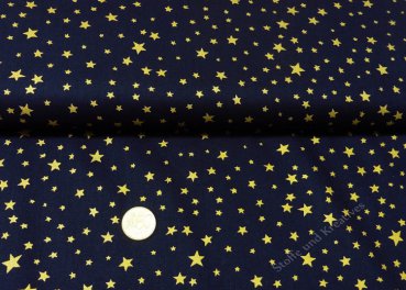 Sternenhimmel klein dark blue christmas fabric with golden stars