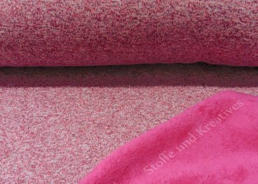 Strickfleece Doubleface pink meliert Fleece Innenfutter aus Plüsch Stoff für Jacken   Stoffrest_36 cm reduziert