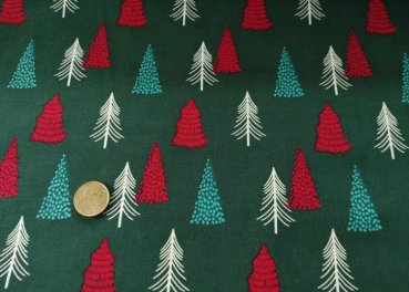 Tannenbäume green christmas fabric, christmas trees cotton print