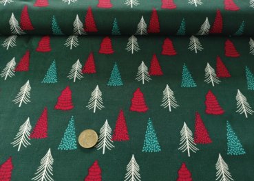 Tannenbäume green christmas fabric, christmas trees cotton print