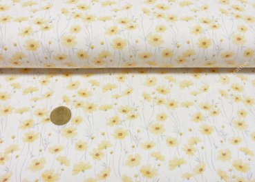 Watercolor Flowers Jersey in ecru mit kleinen Blumen, ein Kinderstoff von Hilco