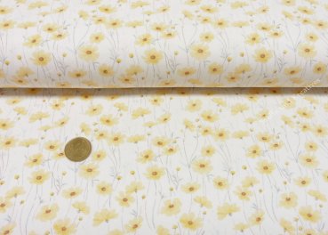 Watercolor Flowers Jersey in ecru mit kleinen Blumen, ein Kinderstoff von Hilco