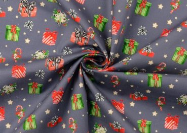 christmas presents blue christmas fabric cotton poplin