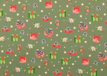 Weihnachtsgeschenke grün moderner Weihnachtsstoff auf Baumwolle Webware Popeline