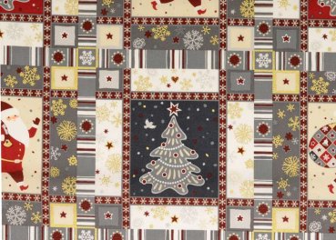 Weihnachtsmosaik christmas fabric, grey, cotton print