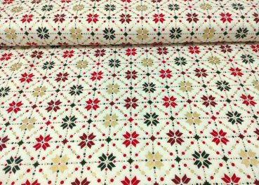 Weihnachtssterne christmas fabric, ecru, cotton print