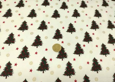 Weihnachtswald christmas fabric ecru with christmas trees