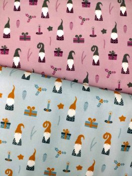 Wiebke Swafing Weihnachtsstoff  in altrosa oder hellblau Baumwolle Webware, Canvas für Adventkalender, Weihnachtsdeko, Tischdecken usw.