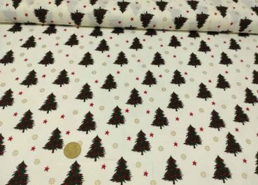 Weihnachtswald christmas fabric ecru with christmas trees