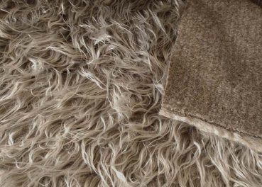 Zottelstoff braun meliert, Kunstfell Teddystoff zum Basteln und Nähen
