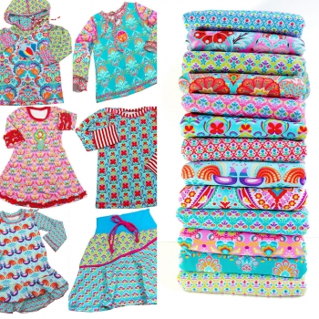 Flora Cora Stretch-Jersey aqua Swafing Shirtstoff Baumwoll-Jersey   Stoffrest_34 cm reduziert