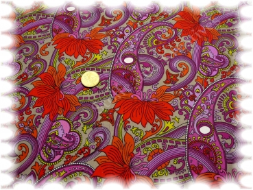felicitas cotton print flowers and ornaments beige