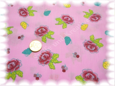 karla cotton print flowers and butterflies pink   Rest 39 cm reduced!!
