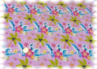 Little Delphins Elastic-Jersey print pink Hilco    Rest 50 cm reduced!!