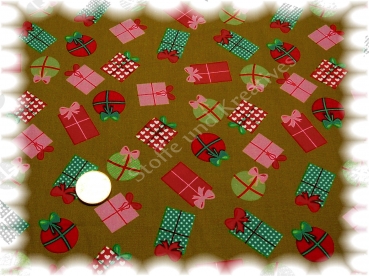 Little Presents Christmas fabric khaki  Rest 48 cm reduced!!