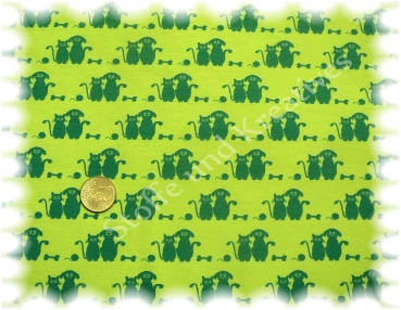 Cat and Dog Stretch Jersey lime, dark green