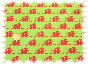 Cat and Dog Stretch Jersey green, red    Rest 50 cm reduced!!
