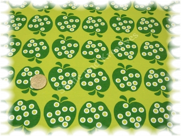 Manzana-Shirt  Stretch-Jersey Äpfel grün  Stoffrest 49 cm reduziert