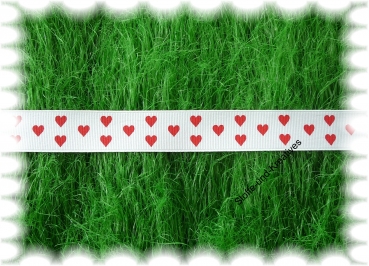 Ripsband Herzchen  weiß, rot