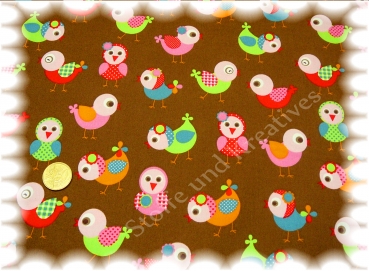 Sweet Birds cotton print birds brown    Rest 56 cm reduced!!