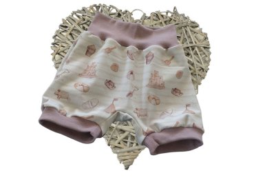 Fabric cuts DIY sewing kit short baby bloomers jersey beach kids plus cuffs old rose gift baby