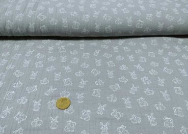 Musselin Lou grey Double Gauze fabric for kids Stoffe und Kreatives