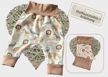 DIY Nähpaket Stoff Zuschnitte plus Anleitung Baby-Pumphose 50