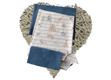 Fabric cuts DIY sewing kit short baby bloomers jersey beach kids plus cuffs blue gift baby