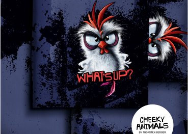 Cheeky Animals Chickeria Panel Thorsten Berger Stoff mit Huhn blau