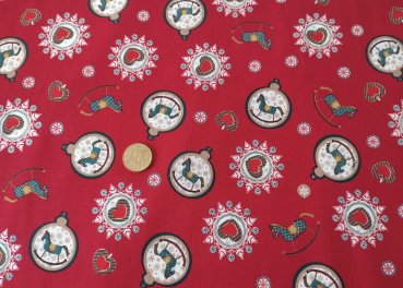 Weihnachtsschmuck Weihnachtsstoff rot Baumwolle Webware Meterware