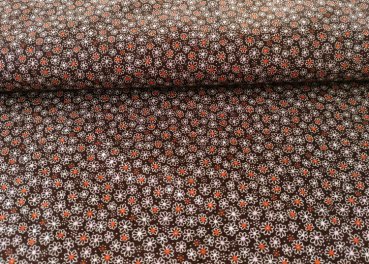 Preview: Benita cotton poplin brown fabric with small flowers