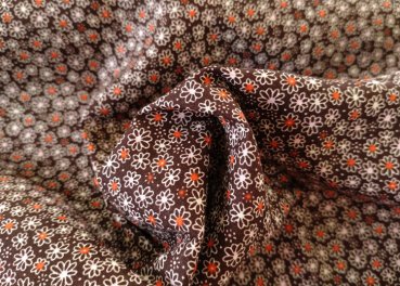 Preview: Benita cotton poplin brown fabric with small flowers