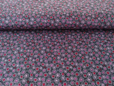 Preview: Benita cotton poplin grey fabric with small flowers