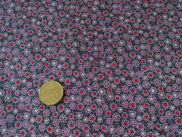 Benita cotton poplin grey fabric with small flowers