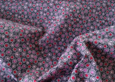 Preview: Benita cotton poplin grey fabric with small flowers