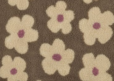 Clara Teddystoff Strickstoff in braun beige mit großen Blumen
