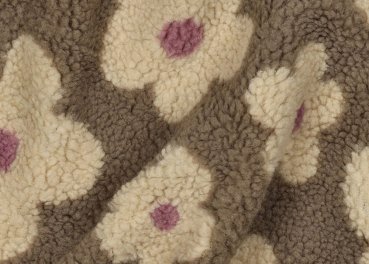 Clara Teddystoff Strickstoff in braun beige mit großen Blumen