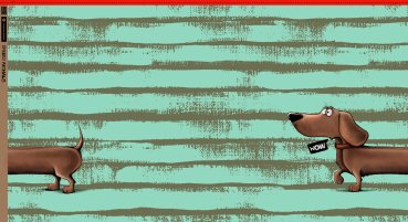 Preview: Cheeky Animals Dachshund Berny Panel komplette Breite Thorsten Berger mintgrün French Terry