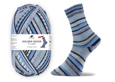 Flums Stretch-Sockenwolle von Golden Socks, Pro Lana,  Strumpfwolle grau blau