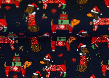 Holly Dogs Swafing christmas fabric french Terry by Swafing