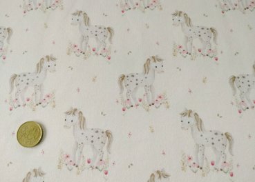 Little Pony Hilco Sweatstoff in ecru mit Ponys