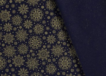 Sternengold christmas fabric, christmas cotton print blue with golden stars