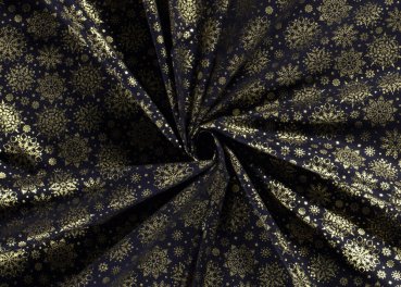 Sternengold christmas fabric, christmas cotton print blue with golden stars
