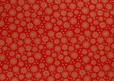 Preview: Sternengold Weihnachtsstoff  Baumwolle Webware mit goldenen Sternen auf rotem Grund. Meterware Weihnachtsstoff