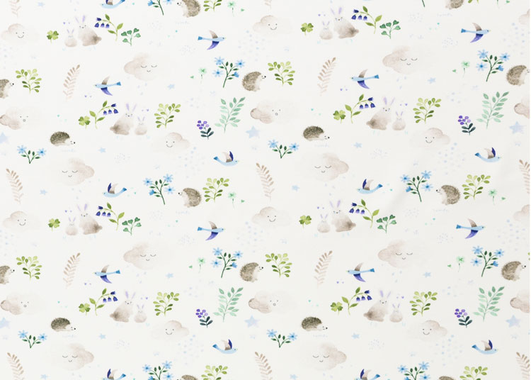 sød Indeholde analyse Little Spring white blue jersey with animals and flowers, fabric for kids  by Swafing - Stoffe und Kreatives